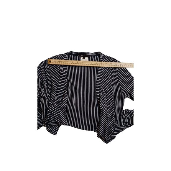 BCBG MaxAzria Open Front Womens Medium Black Stripe Long Sleeve Cardigan Top - Picture 7 of 9